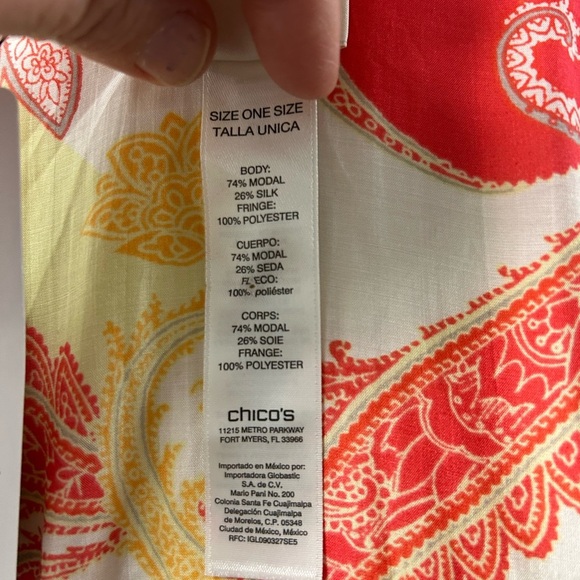 Chico's Warm Multi-Color Paisley Ruana nwt - Picture 8 of 8